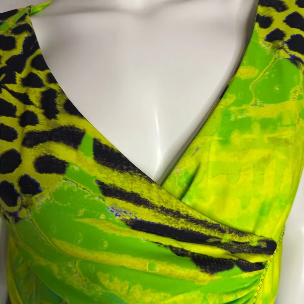 Roberto Cavalli  Lime and Black Animal Print Top - Picture 3 of 11